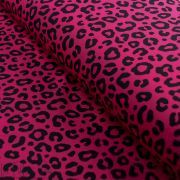 Tissu french terry motif léopard collection "Contrastes" - Rose fuchsia et noir - Les Filles à Pois ® - Oeko-Tex ® Les Filles à 