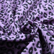 Tissu french terry motif léopard collection "Contrastes" - Lavande et noir - Les Filles à Pois ® - Oeko-Tex ® Les Filles à Pois 