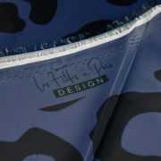 Tissu déperlant K-way motif léopard collection "Angels" - Bleu gris et noir - Les Filles à Pois ® - Oeko-Tex ® Les Filles à Pois
