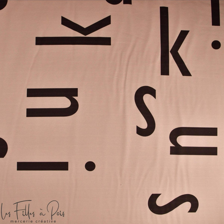 Tejido de rizo francés con estampado de letras "Skins" - Nude y negro - 280cm - Les Filles à Pois Les Filles à Pois - Design ® -