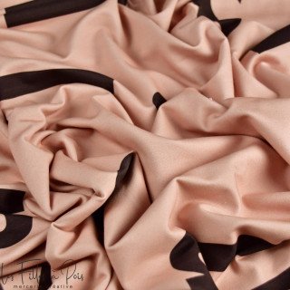 Coupon de tissu french terry motif lettre "Skins" - Nude et noir - 280cm - Les Filles à Pois Les Filles à Pois - Design ® - Merc