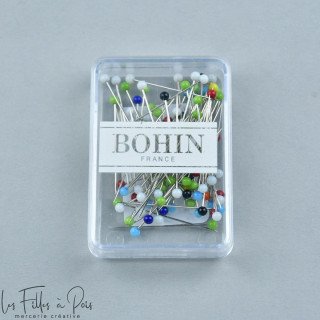 Caixa de 80 alfinetes de cabeça de vidro extrafinos variados - Bohin Bohin France ® - Mercerie - 2