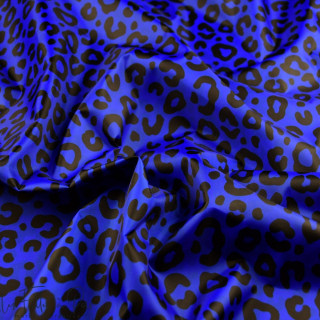 Tissu imperméable - déperlant type Kway - léopard - "Contrastes" - bleu cobalt et noir - Les Filles à Pois Les Filles à Pois - D