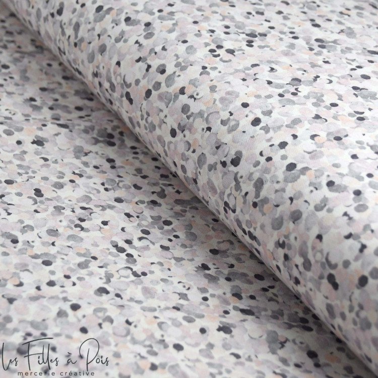 Tissu french terry motif fleur "Amanda" - Tons gris pastels - Les Filles à Pois Les Filles à Pois - Design ® - Mercerie et Tissu