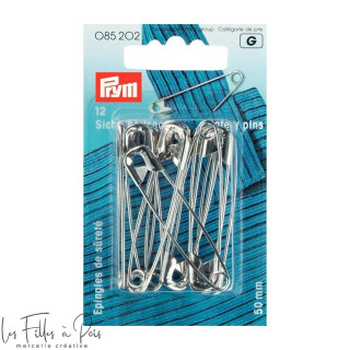 Alfinete de segurança em aço 50mm - Conjunto de 12 - Prata - Prym ® 085202 Prym ® - Mercerie - 1