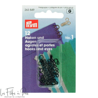 Grapas metálicas con resorte - Negro - Lote de 12 - Prym ® (Francés) Prym ® - Mercerie - 1