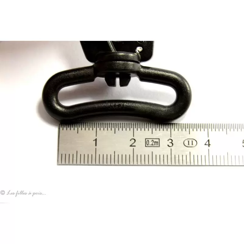 Mousqueton/Crochet pivotant métallique noir, 32 mm