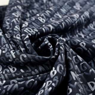 Tissu softshell - lettre - "Karma" - Noir et gris - Les Filles à Pois Les Filles à Pois - Design ® - Mercerie et Tissus - 2