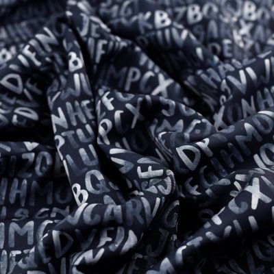 Tissu imperméable - déperlant type Kway - lettres - KARMA - Noir et gris  - Les Filles à Pois Vente en ligne Couleur Noir