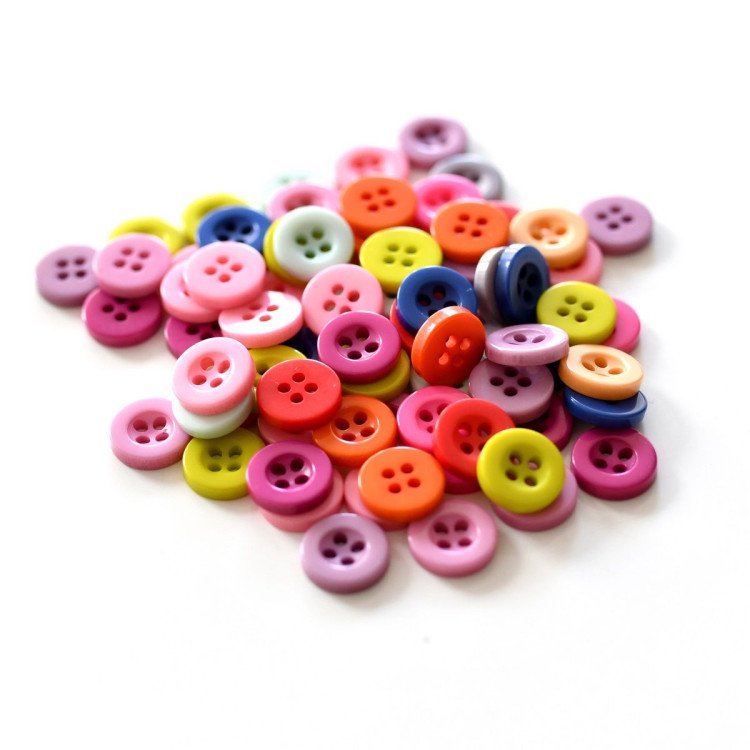 Boutons résine 4 trous - Lot de 75 boutons - Multicolore - 10mm Autres marques - Tissus et mercerie - 1