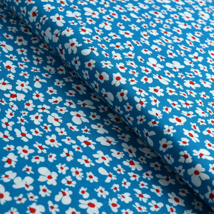 Tissu popeline de coton motif fleurs "Catch et Release" - Tons bleus - AGF Art Gallery Fabrics ® - Tissus - 1