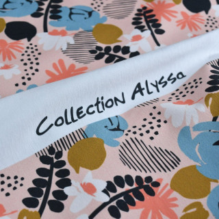 Tissu jersey motif fleur collection "Alyssa" - Multicolore - Les Filles à Pois Les Filles à Pois - Design ® - Mercerie et Tissus