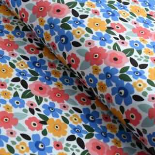 Tissu jersey de coton motif fleurs collection "Original" - Multicolore - Les Filles à Pois ® Les Filles à Pois - Design ® - Merc