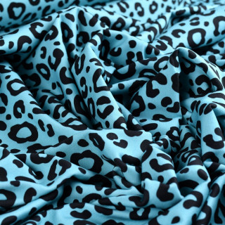 Tissu jersey motif léopard collection "Contrastes" - Bleu et noir - Les Filles à Pois Les Filles à Pois - Design ® - Mercerie et