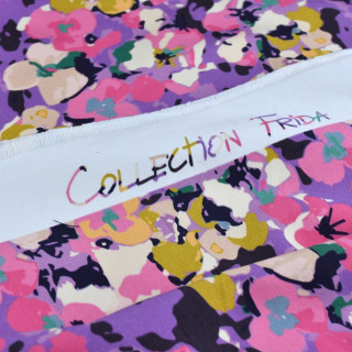 Tissu french terry motif fleur collection "Frida" - Tons violets - Les Filles à Pois Les Filles à Pois - Design ® - Mercerie et 