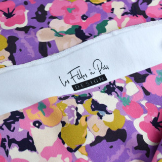 Tissu french terry motif fleur collection "Frida" - Tons violets - Les Filles à Pois Les Filles à Pois - Design ® - Mercerie et 