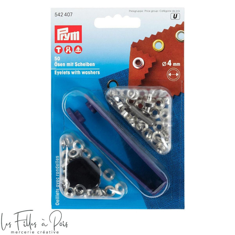 Ilhós de engaste com ferramentas de engaste - Redondo - 4mm - Prym® (Prym®) Prym ® - Mercerie - 1