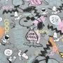 Tissu jersey coton motif Snoopy "Happy Sketch" - Gris et multicolore - Bio - Peanuts ® Peanuts ® - 5