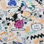 Tissu jersey coton motif Snoopy "Happy Sketch" - Gris et multicolore - Bio - Peanuts ® Peanuts ® - 3