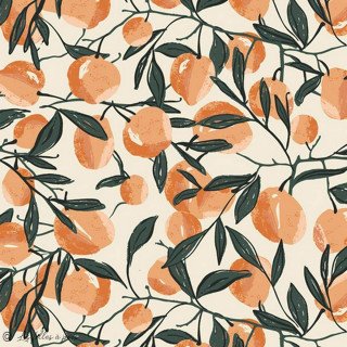 Tissu coton motif fruits "Her et History" - Orange - AGF Art Gallery Fabrics ® - Tissus - 6