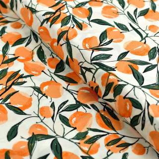 Tissu coton motif fruits "Her et History" - Orange - AGF Art Gallery Fabrics ® - Tissus - 1