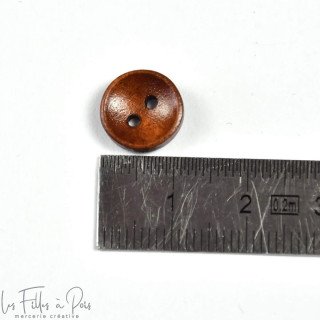 Bouton rond en bois vernis - 11.5mm - Marron - Lot de 10 Autres marques - Tissus et mercerie - 2