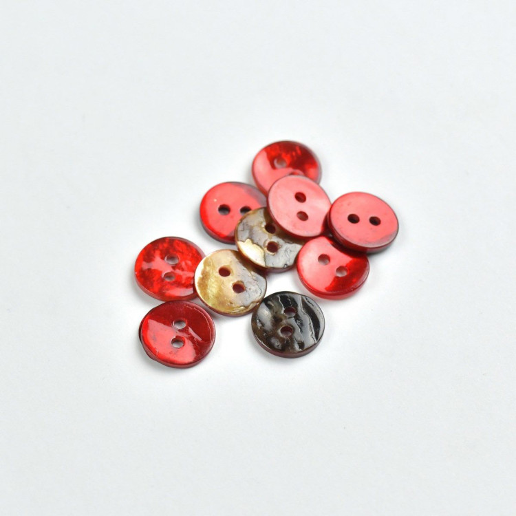 Bouton en nacre fin - Rouge - 10mm - Lot de 10 Autres marques - Tissus et mercerie - 1