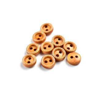 Bouton rond en bois vernis - 9mm - Naturel - Lot de 10 Autres marques - Tissus et mercerie - 1