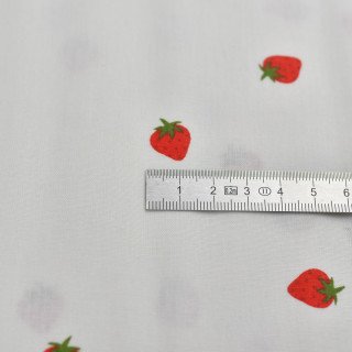 Cupón de tela popelina voile con motivo de fresas - Blanco y rojo - 250cm Autres marques - Tissus et mercerie - 4