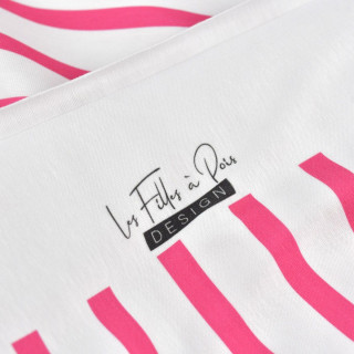 Panneau de tissu jersey motif rayures marinières "Little Sardine" - Blanc et rose fuchsia - Les Filles à Pois Les Filles à Pois 