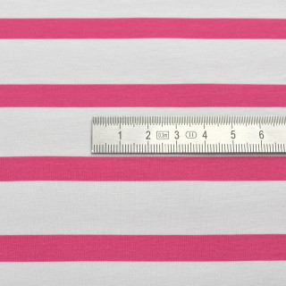 Panneau de tissu jersey motif rayures marinières "Little Sardine" - Blanc et rose fuchsia - Les Filles à Pois Les Filles à Pois 