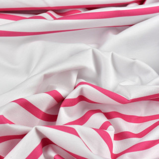 Panneau de tissu jersey motif rayures marinières "Little Sardine" - Blanc et rose fuchsia - Les Filles à Pois Les Filles à Pois 