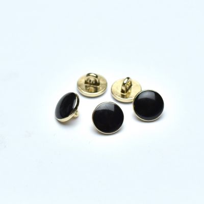Bouton à queue noir brillant - Rond - Noir et doré - 11mm Autres marques - Tissus et mercerie - 1
