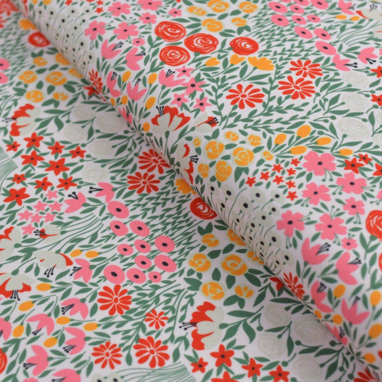 Tissu lycra motif fleurs collection "Alyssa" - Tons rouges et roses - Les Filles à Pois - UV50+ Les Filles à Pois - Design ® - M