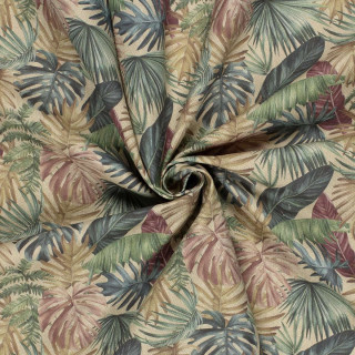 Tissu demi natté "Jungle" - Feuilles - Marron et multicolore Autres marques - Tissus et mercerie - 1