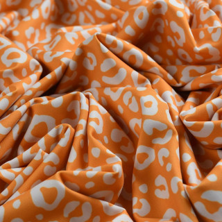 Tissu lycra motif fleurs collection "Contrastes" - Orange et écru - Les Filles à Pois - UV50+ Les Filles à Pois - Design ® - Mer