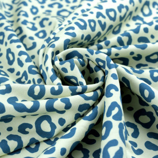 Tissu french terry motif léopard collection "Contrastes" - Bleu pétrole et vanille- Les Filles à Pois Les Filles à Pois - Design