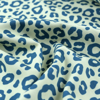 French terry estampado leopardo - Colección "Contrastes" - Bleu pétrole et vanille- Les Filles à Pois Les Filles à Pois - Design