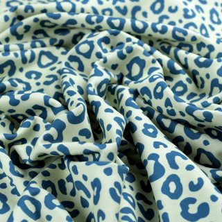 French terry estampado leopardo - Colección "Contrastes" - Bleu pétrole et vanille- Les Filles à Pois Les Filles à Pois - Design