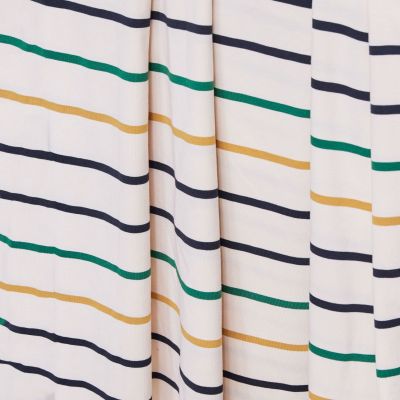 Tissu jersey tencel modal motif rayures - Vanille, vert, bleu marine et ocre - MeetMilk MeetMilk - 1