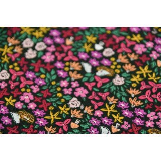 Coupon de tissu popeline de coton motif  fleuri "The Flowers society" - Multicolore - 110cm - Oekotex - AGF Art Gallery Fabrics 