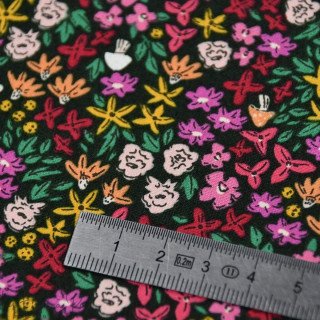 Coupon de tissu popeline de coton motif  fleuri "The Flowers society" - Multicolore - 140cm - Oekotex - AGF ® Art Gallery Fabric