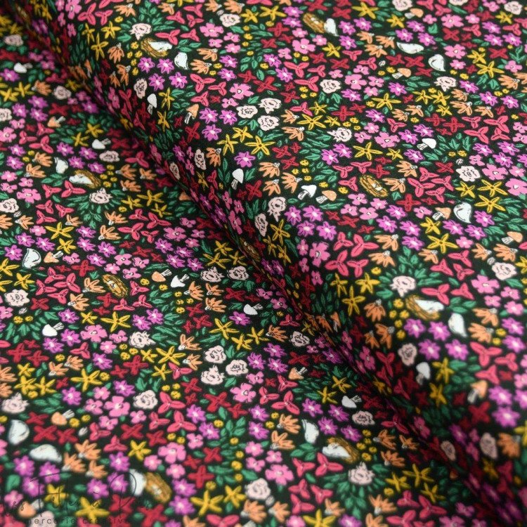 Coupon de tissu popeline de coton motif  fleuri "The Flowers society" - Multicolore - 140cm - Oekotex - AGF ® Art Gallery Fabric