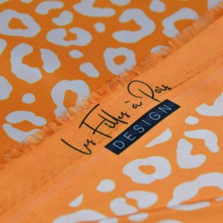 Tissu imperméable - déperlant type Kway - Léopard - "Contrastes" - Orange et blanc - Les Filles à Pois Les Filles à Pois - Desig