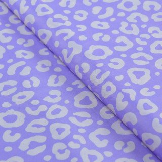 Tissu imperméable - déperlant type Kway - Léopard - "Contrastes" - Violet pastel et blanc - Les Filles à Pois Les Filles à Pois 