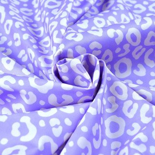 Tissu imperméable - déperlant type Kway - Léopard - "Contrastes" - Violet pastel et blanc - Les Filles à Pois Les Filles à Pois 