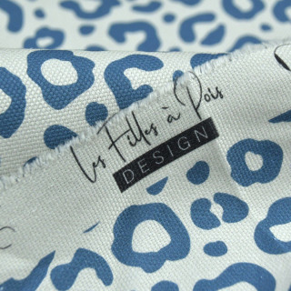 Tissu demi natté collection "Contrastes" Léopard - Naturel et pétrole - Les Filles à Pois Les Filles à Pois - Design ® - Merceri