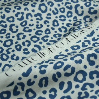 Tissu demi natté collection "Contrastes" Léopard - Naturel et pétrole - Les Filles à Pois Les Filles à Pois - Design ® - Merceri