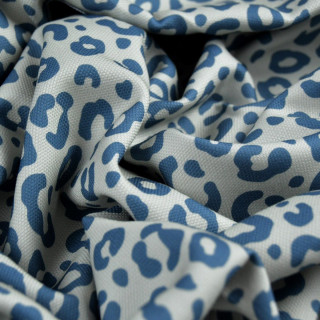 Tissu demi natté collection "Contrastes" Léopard - Naturel et pétrole - Les Filles à Pois Les Filles à Pois - Design ® - Merceri