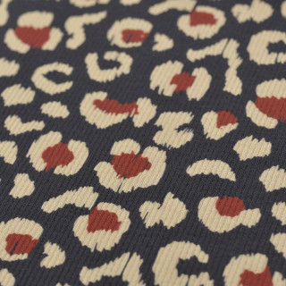 Tissu jersey cote - Léopard - "Klass" - Bleu marine, terracotta et beige Les Filles à Pois Les Filles à Pois - Design ® - Mercer